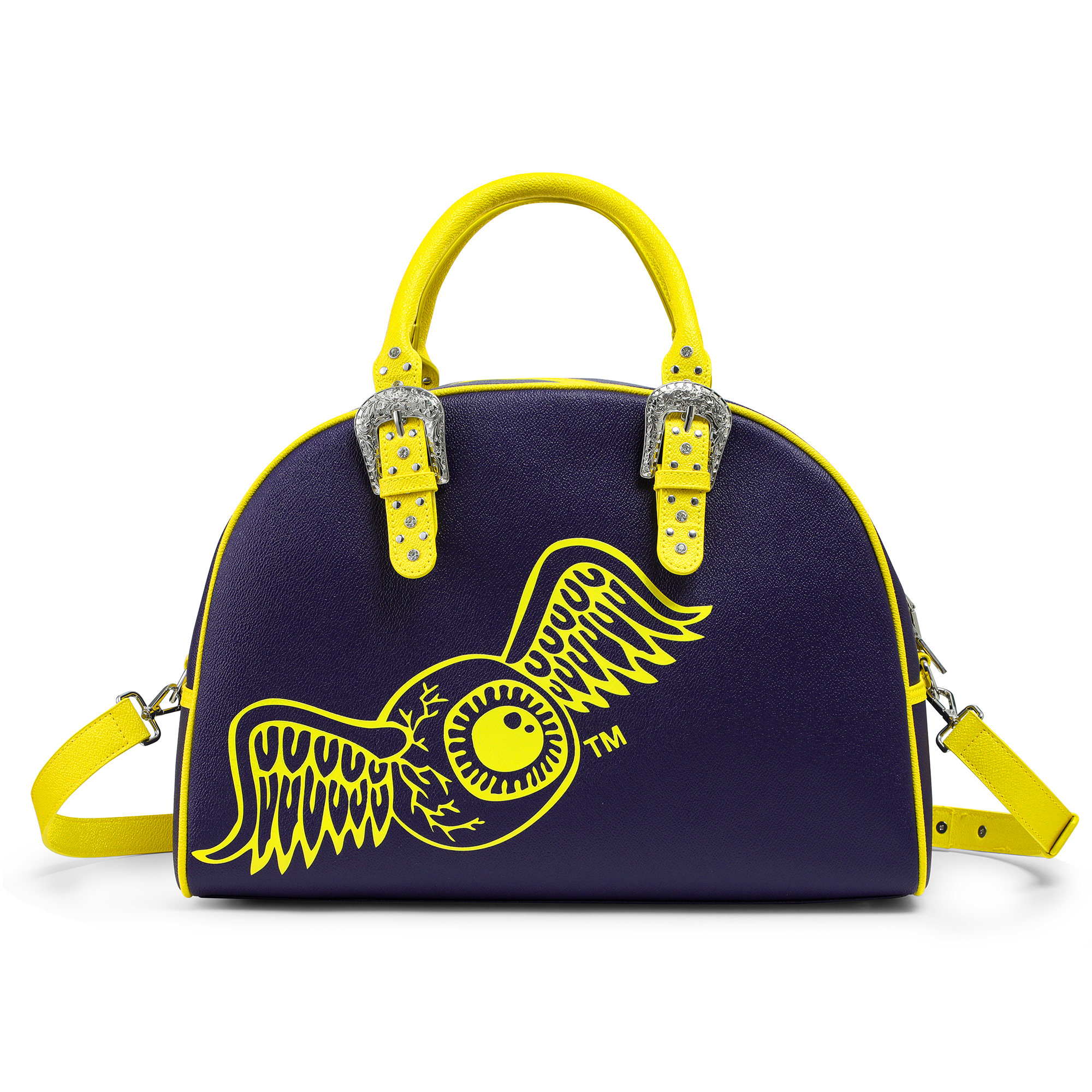 Von Dutch Navy Blue & Yellow Duffle Bowling Bag - Image 7