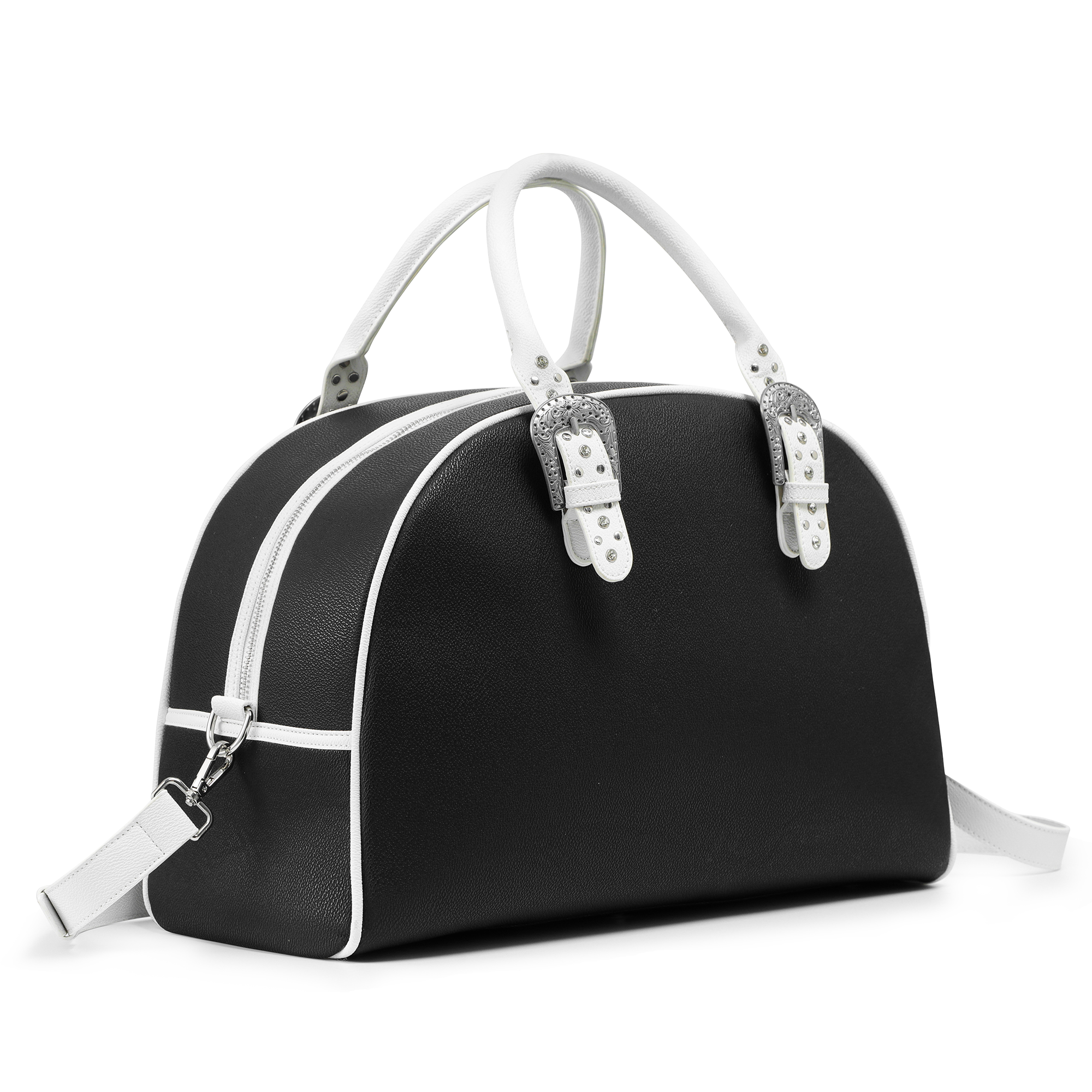 Von Dutch Classic Black & White Duffle Bowling Bag - Image 5