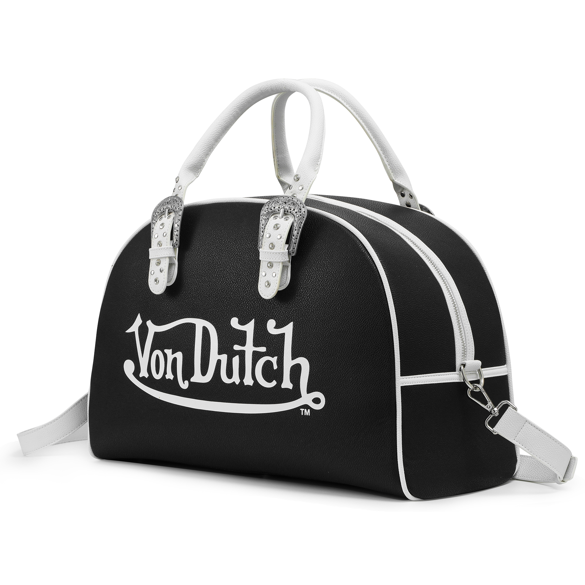 Von Dutch Classic Black & White Duffle Bowling Bag - Image 2