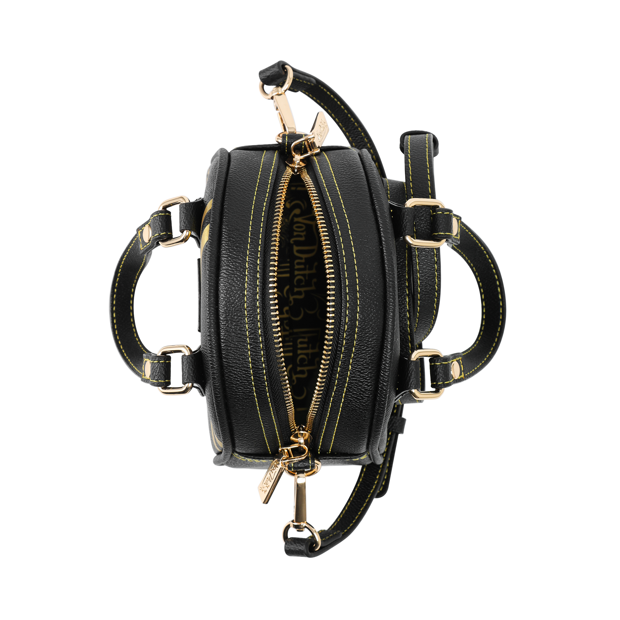 Von Dutch Mini Bowling Bag - Racing Stripe Black & Gold - Image 4