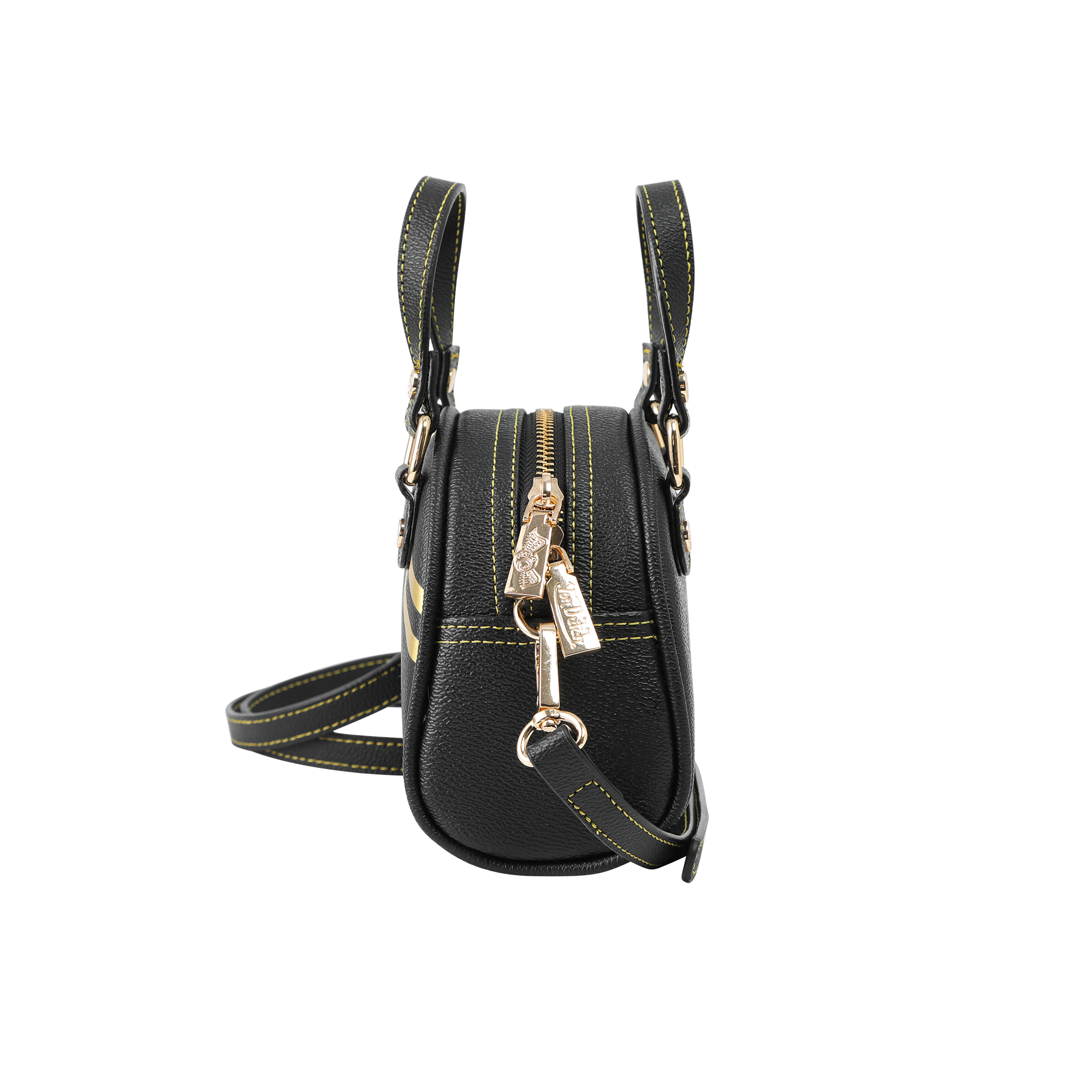 Von Dutch Mini Bowling Bag - Racing Stripe Black & Gold - Image 5