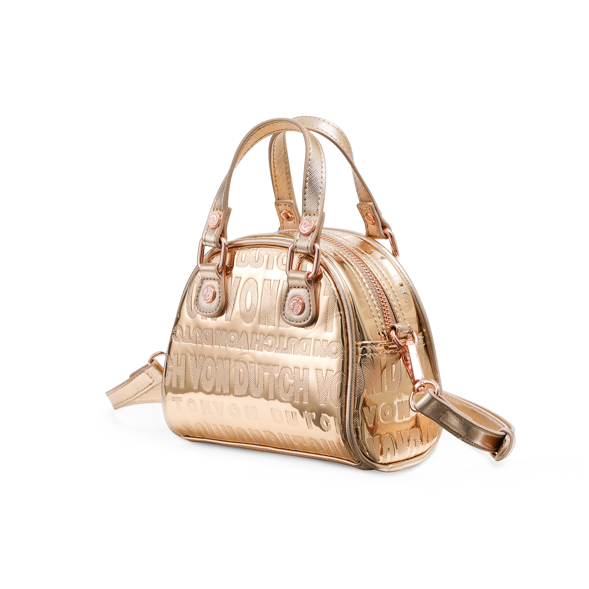 Von Dutch Mini Bowling Bag - Rose Gold Reflective - Image 2