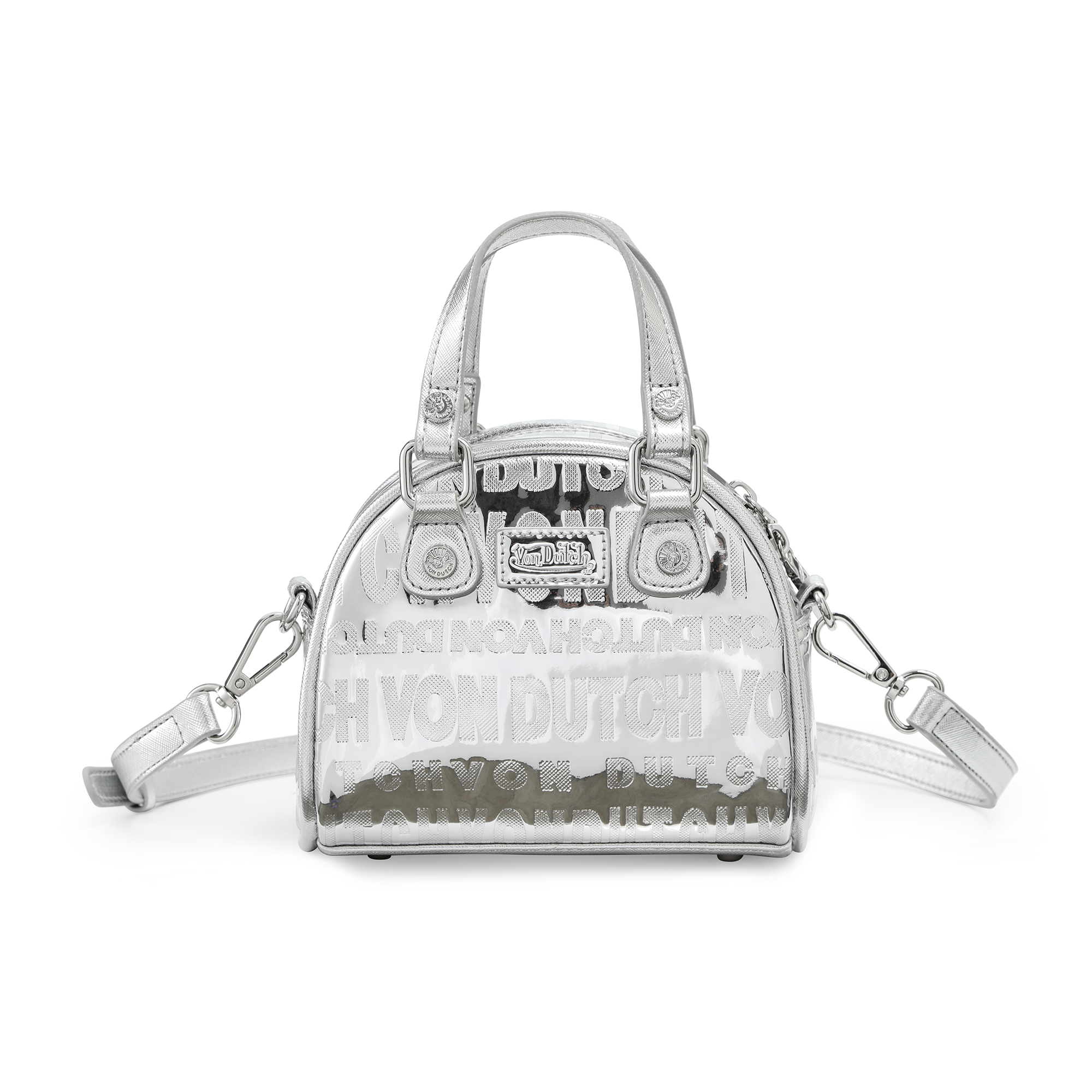 Von Dutch Mini Bowling Bag - Silver Foil Reflective - Image 6