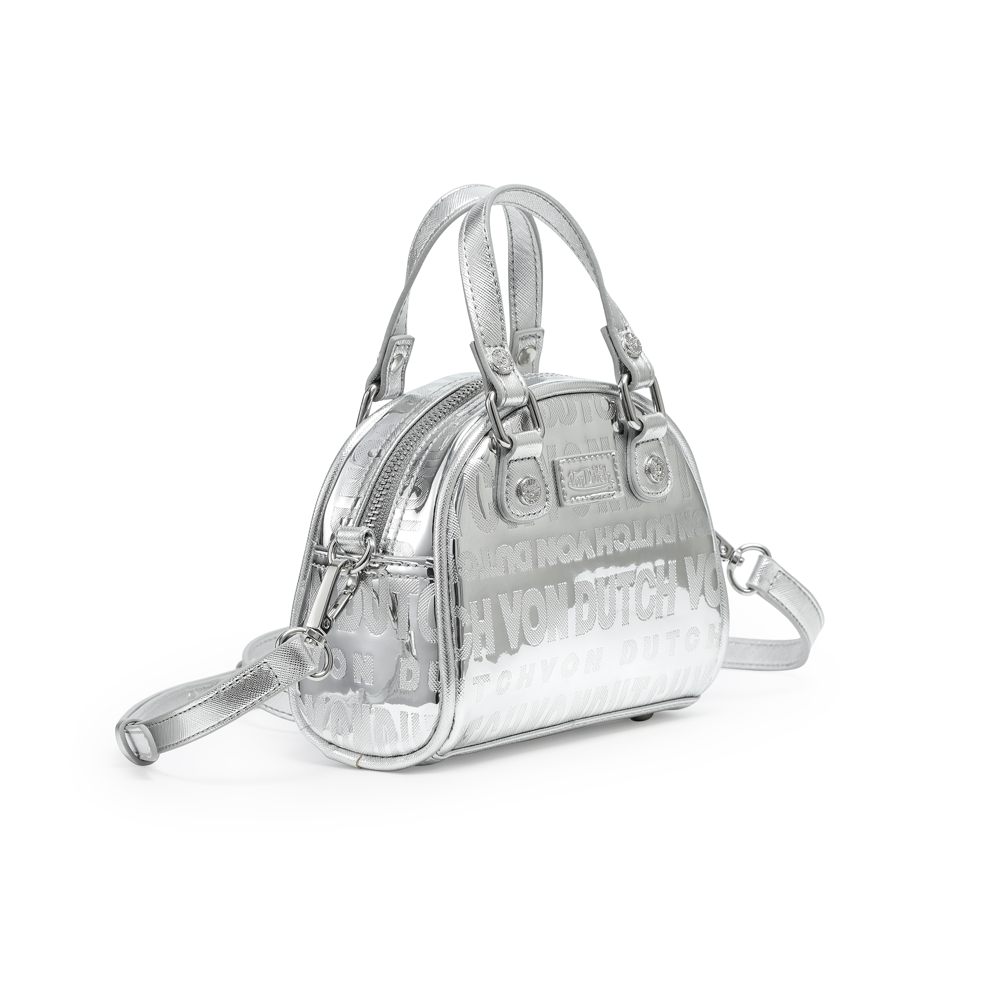 Von Dutch Mini Bowling Bag - Silver Foil Reflective - Image 7