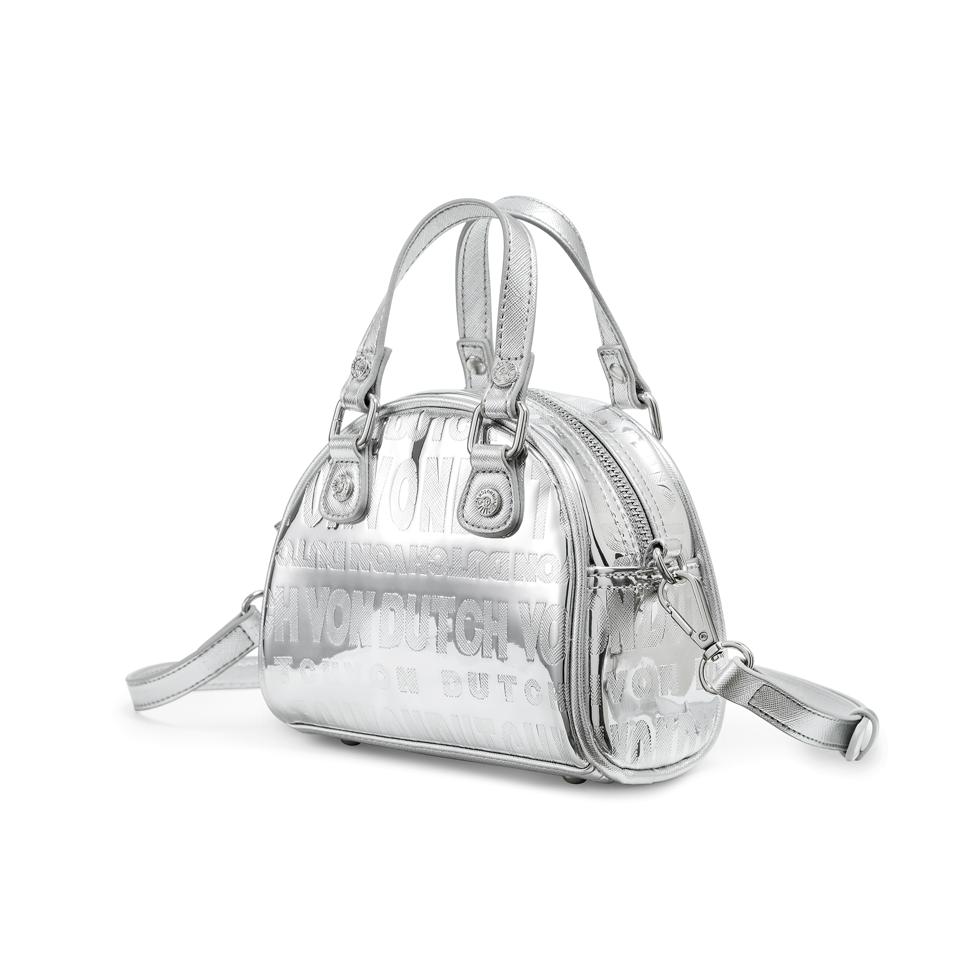 Von Dutch Mini Bowling Bag - Silver Foil Reflective - Image 2