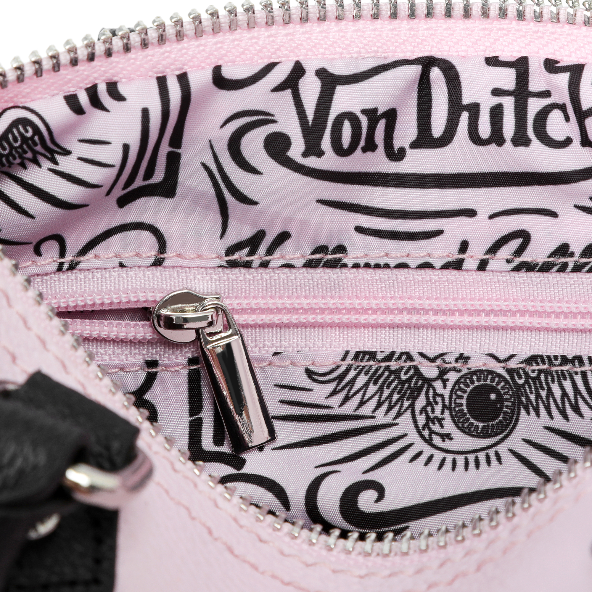Von Dutch Core Hanna Bag - Baby Pink & Black - Image 3