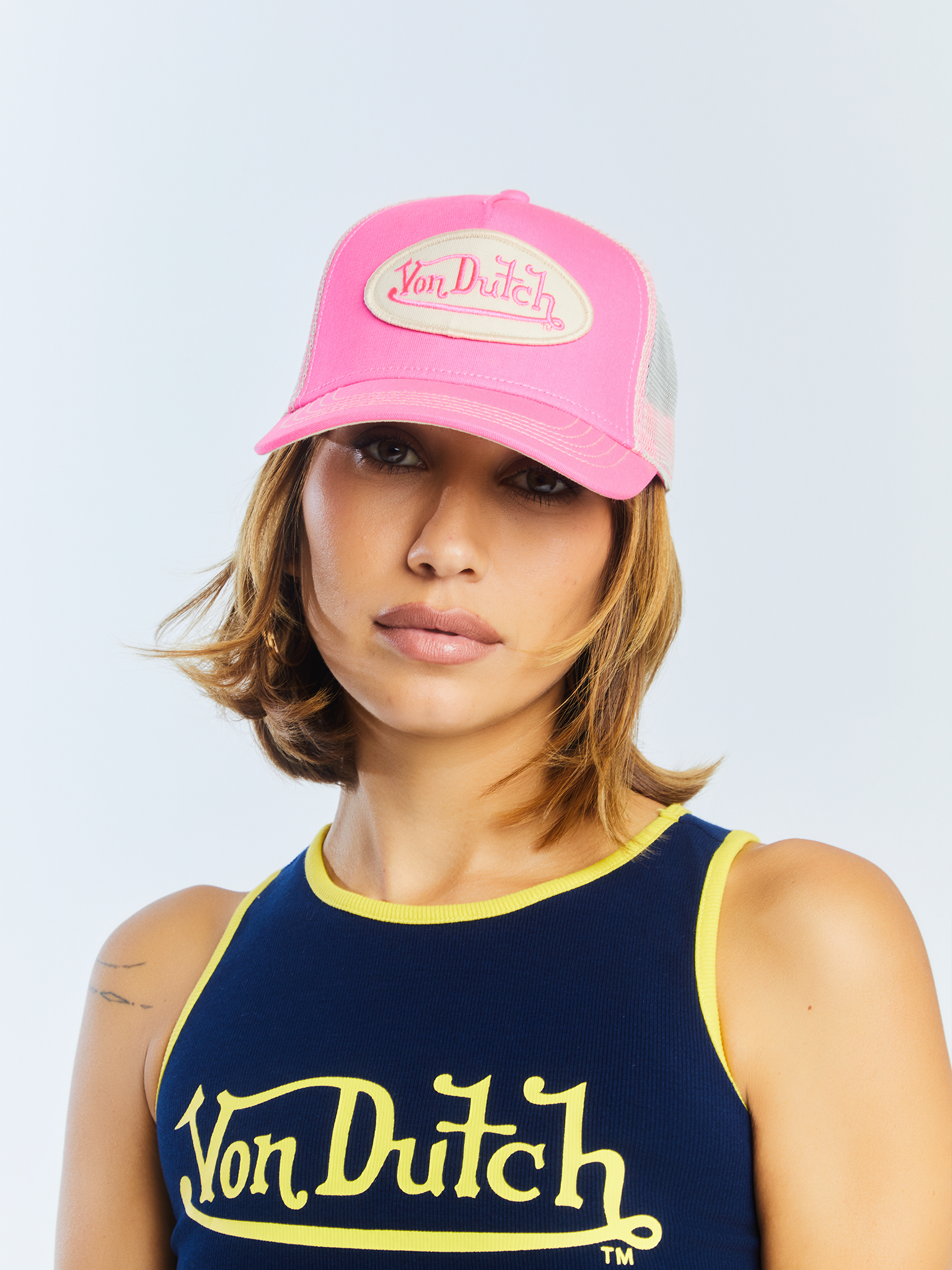 Von Dutch Pink & Grey Classic Trucker Hat - Image 5