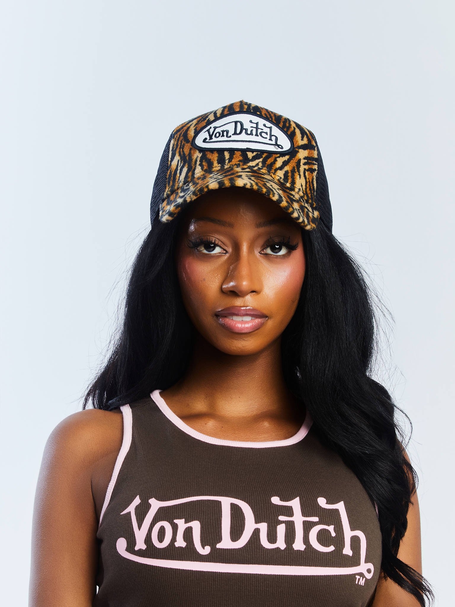 Von Dutch Tiger Stripe Velvet Trucker Hat - Image 6