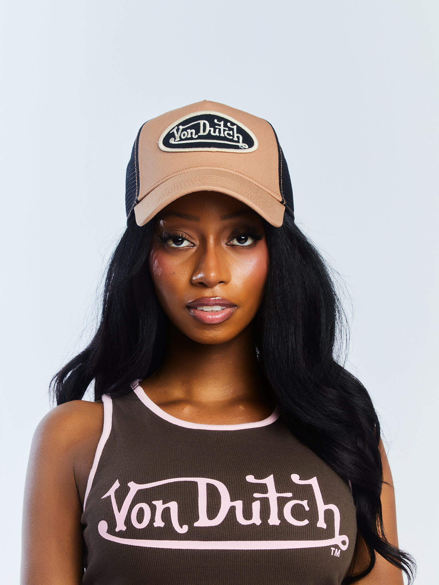 Von Dutch Brown. Off-White & Black Trucker Hat - Image 6