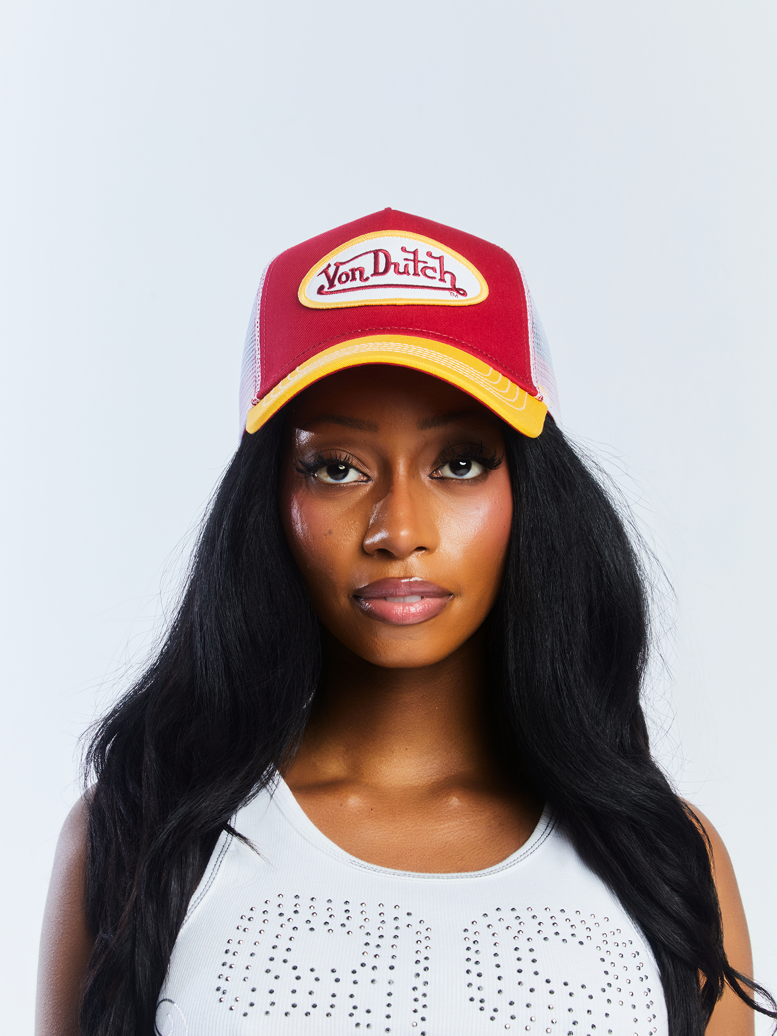 Von Dutch Red & Yellow Trucker Hat - Image 4