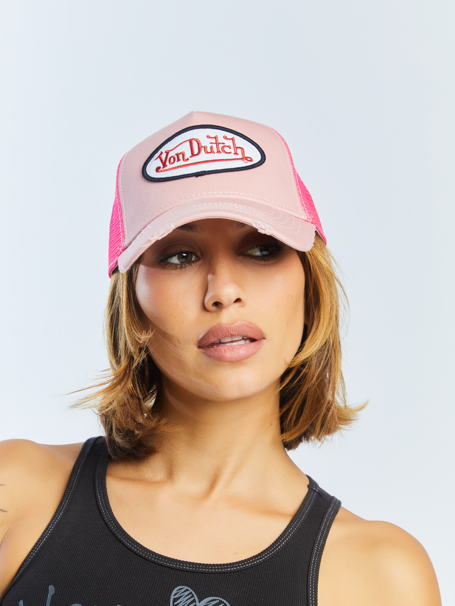 Von Dutch Distressed Dirty Pink Trucker Hat - Image 6