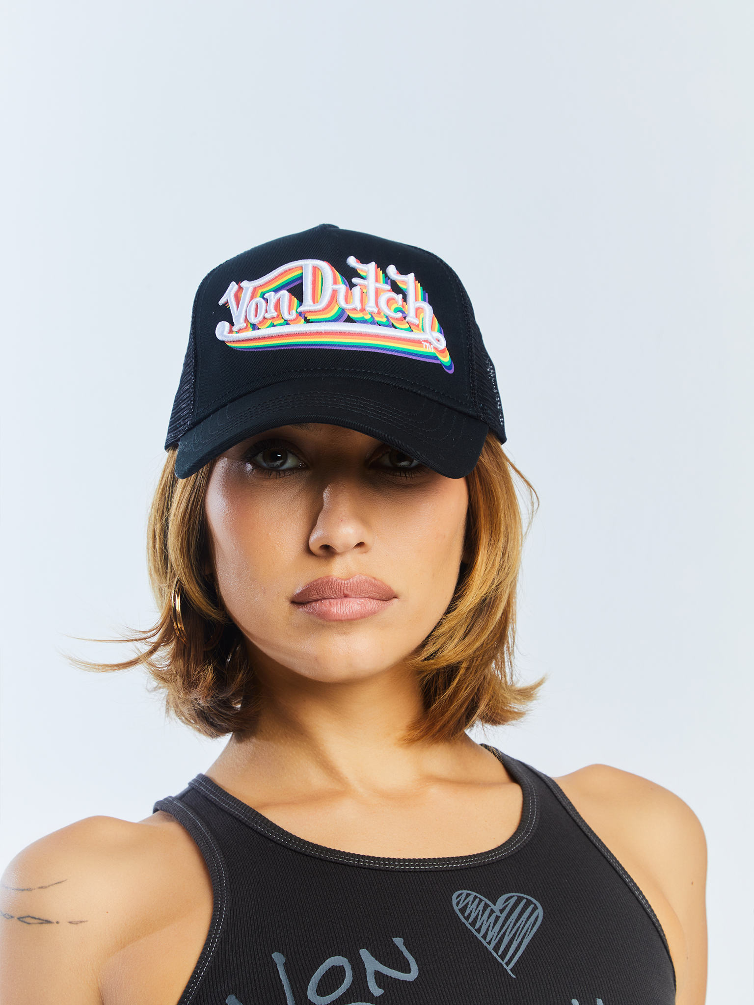 Von Dutch Rainbow Embroidered Logo Trucker Hat - Image 6
