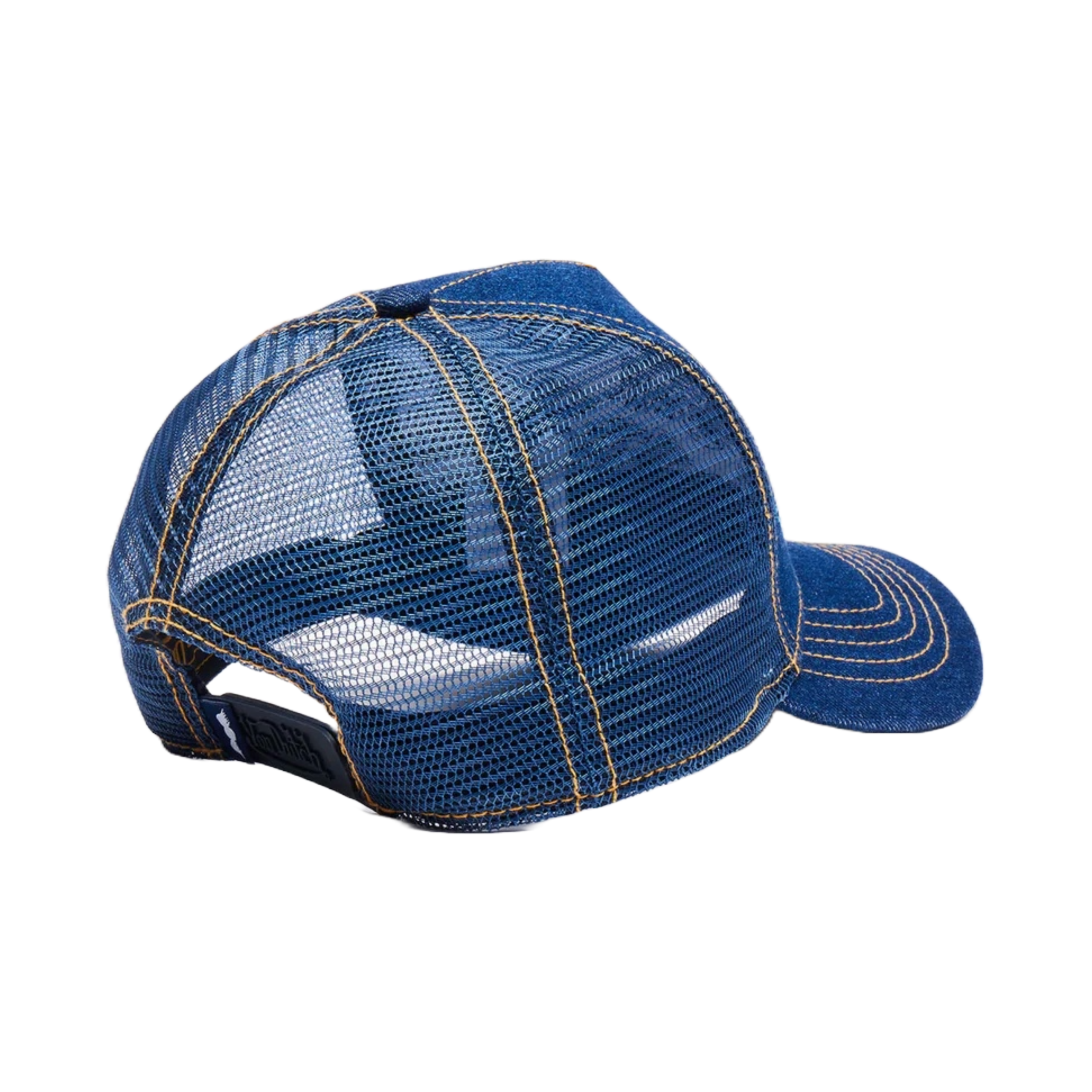 Von Dutch Navy Rhinestone Logo Denim Trucker Hat - Image 5