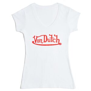 Von Dutch Originals Red on White V Neck