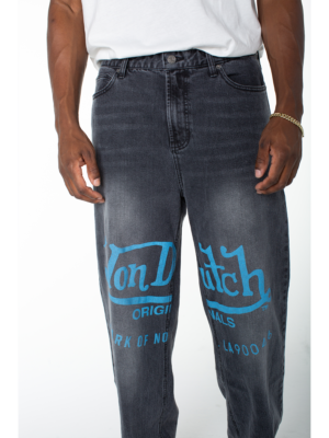 Von Dutch Men's Reaper Patch Front Logo Baggy Jean
