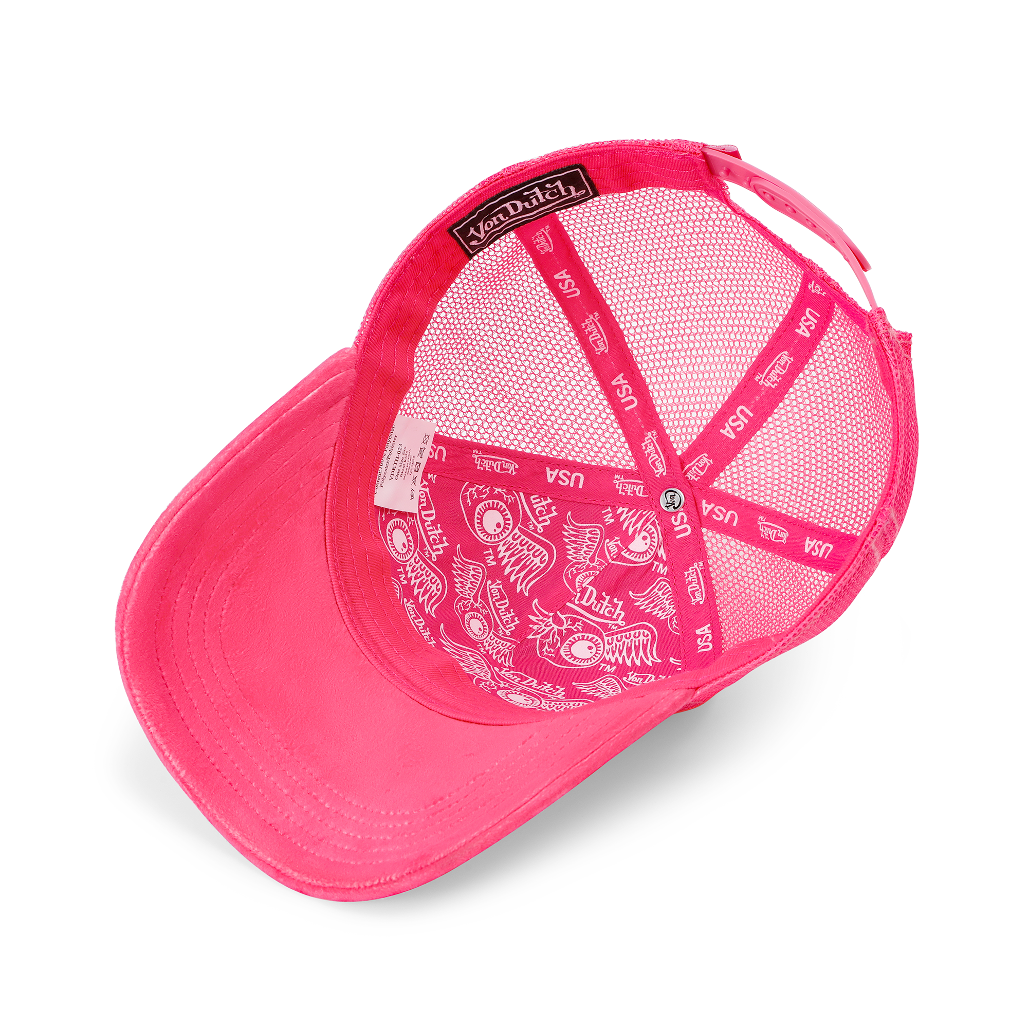 Von Dutch Kids Velvet Trucker Hat - Hot Pink Crush - Image 4