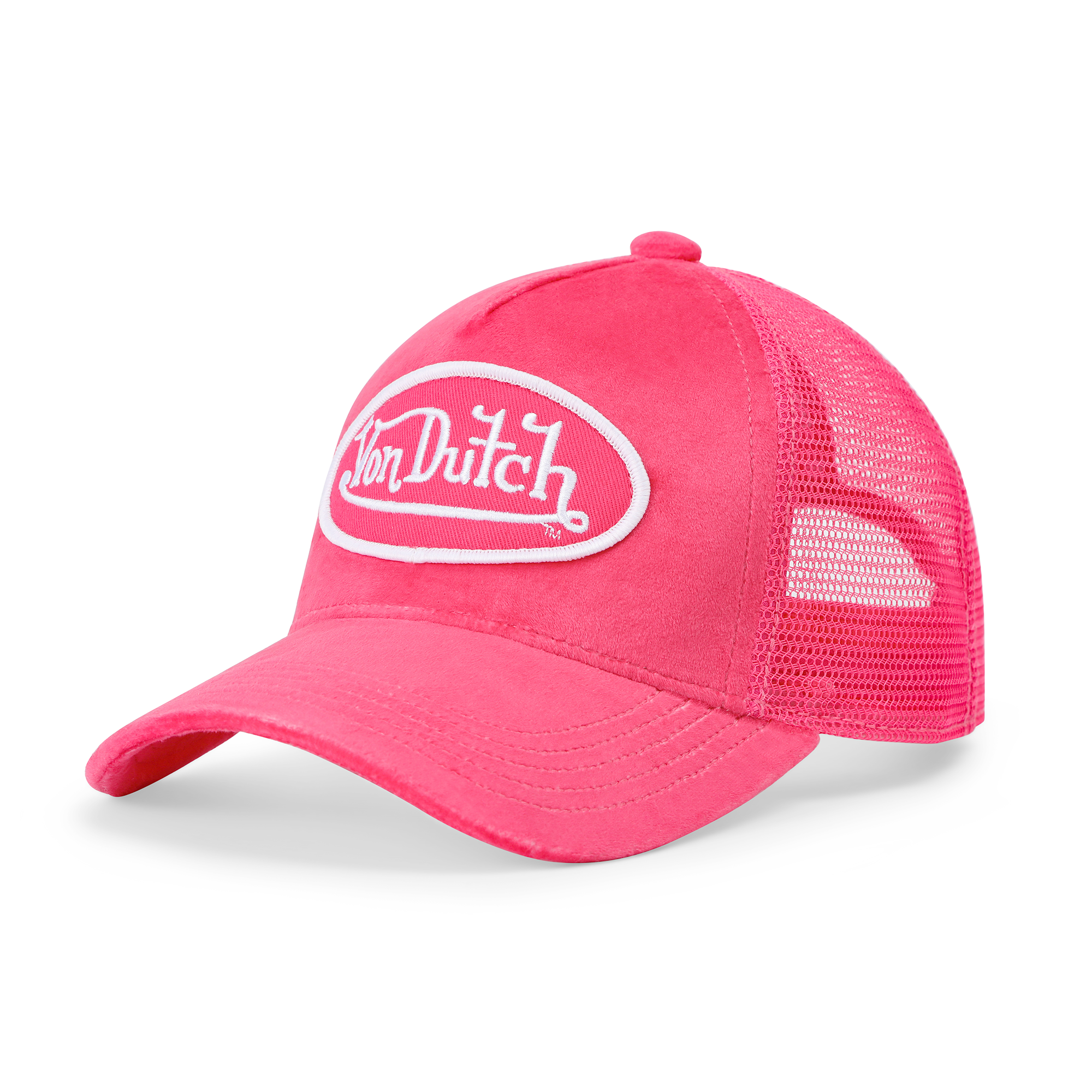 Von Dutch Kids Velvet Trucker Hat - Hot Pink Crush - Image 3