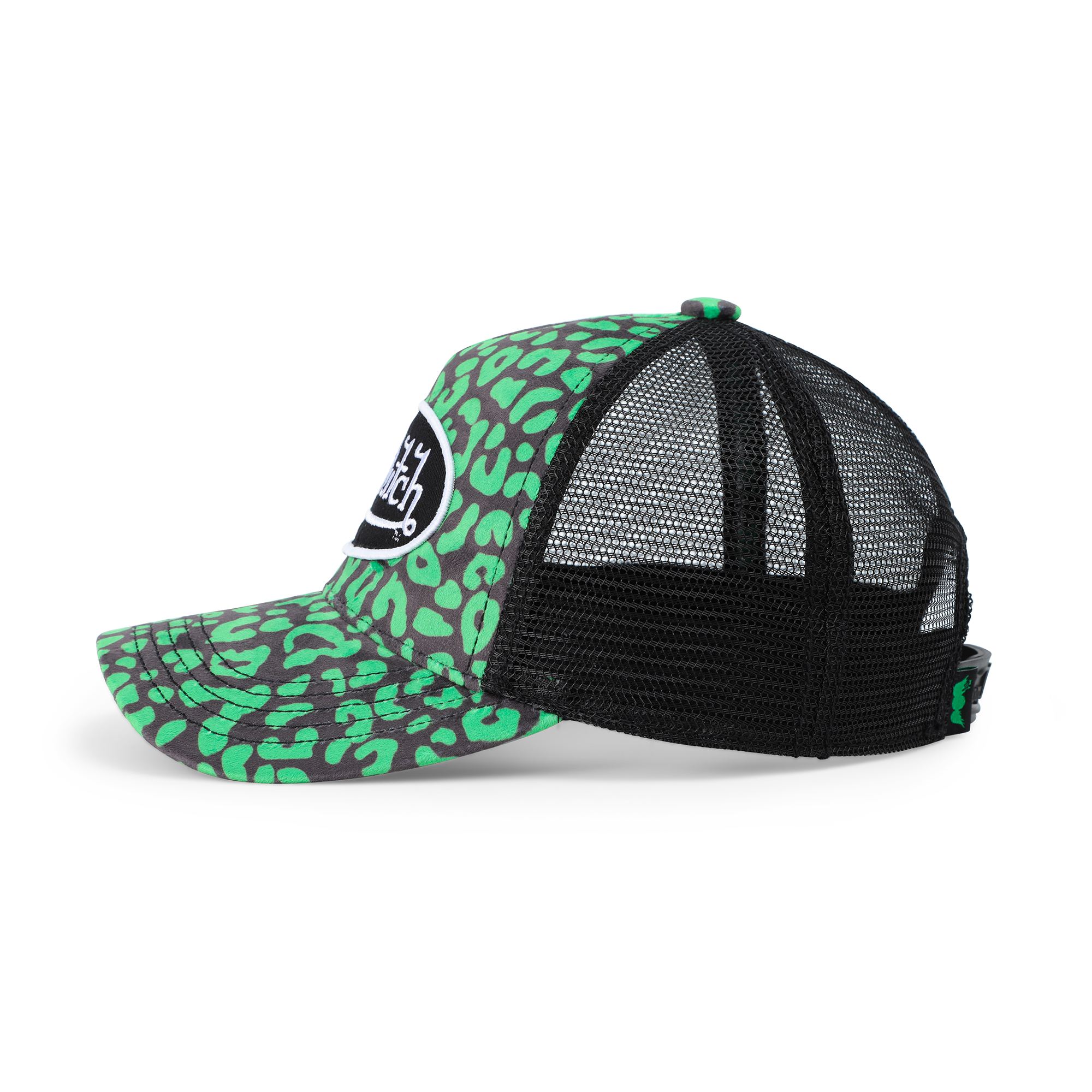 Von Dutch Kids Velvet Trucker Hat - Lime Green Cheetah - Image 2