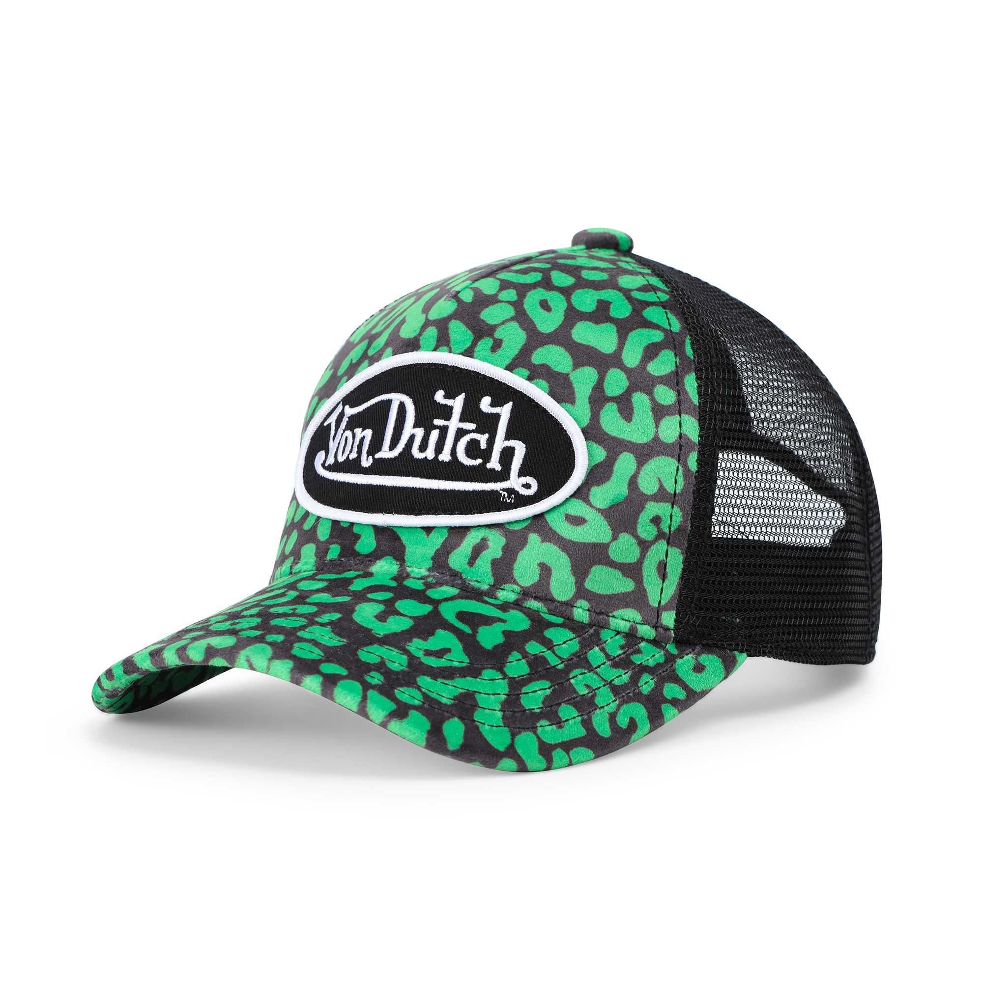 Von Dutch Kids Velvet Trucker Hat - Lime Green Cheetah - Image 7