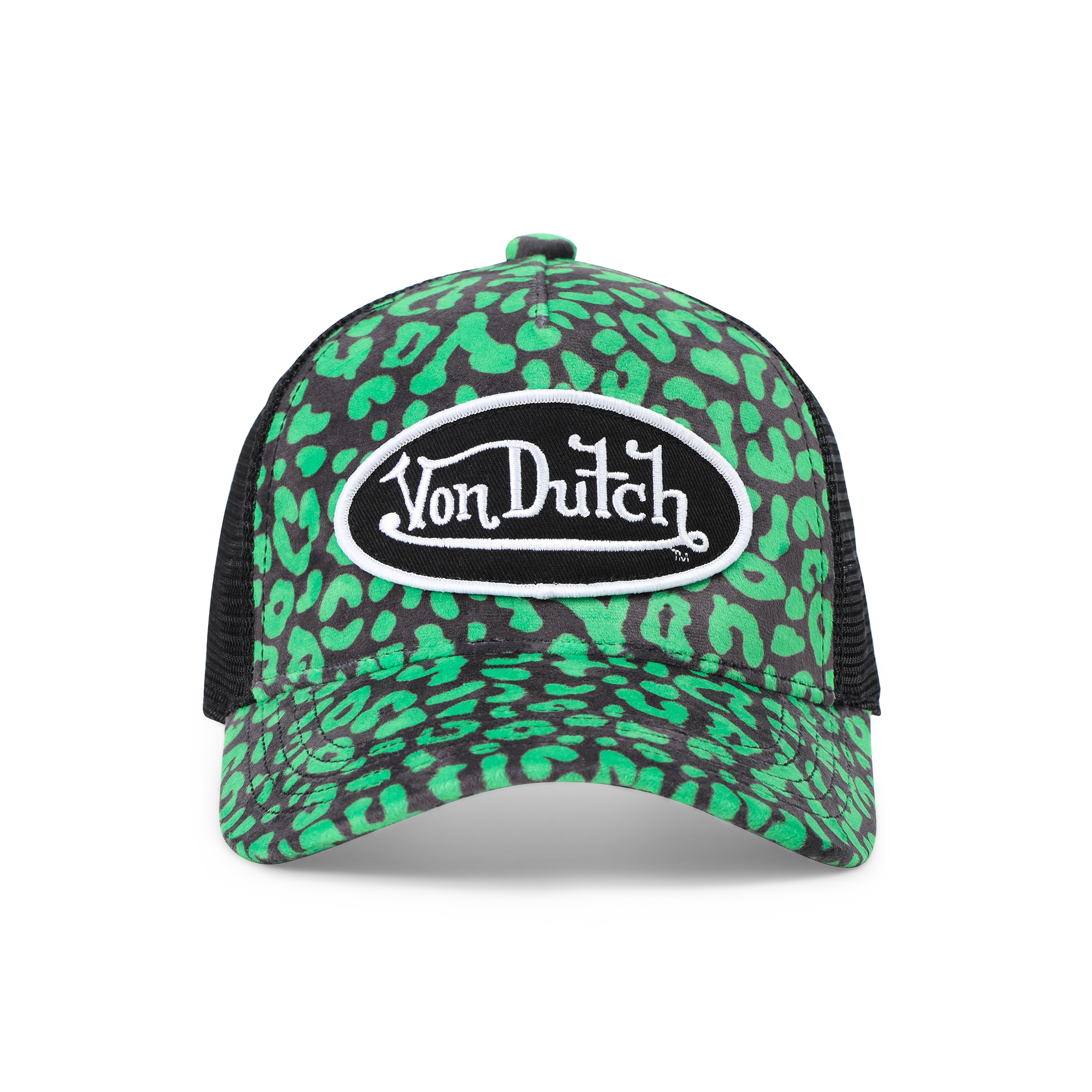 Von Dutch Kids Velvet Trucker Hat - Lime Green Cheetah - Image 8