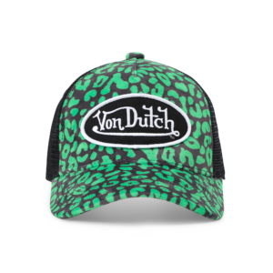 Von Dutch Kids Velvet Trucker Hat - Lime Green Cheetah
