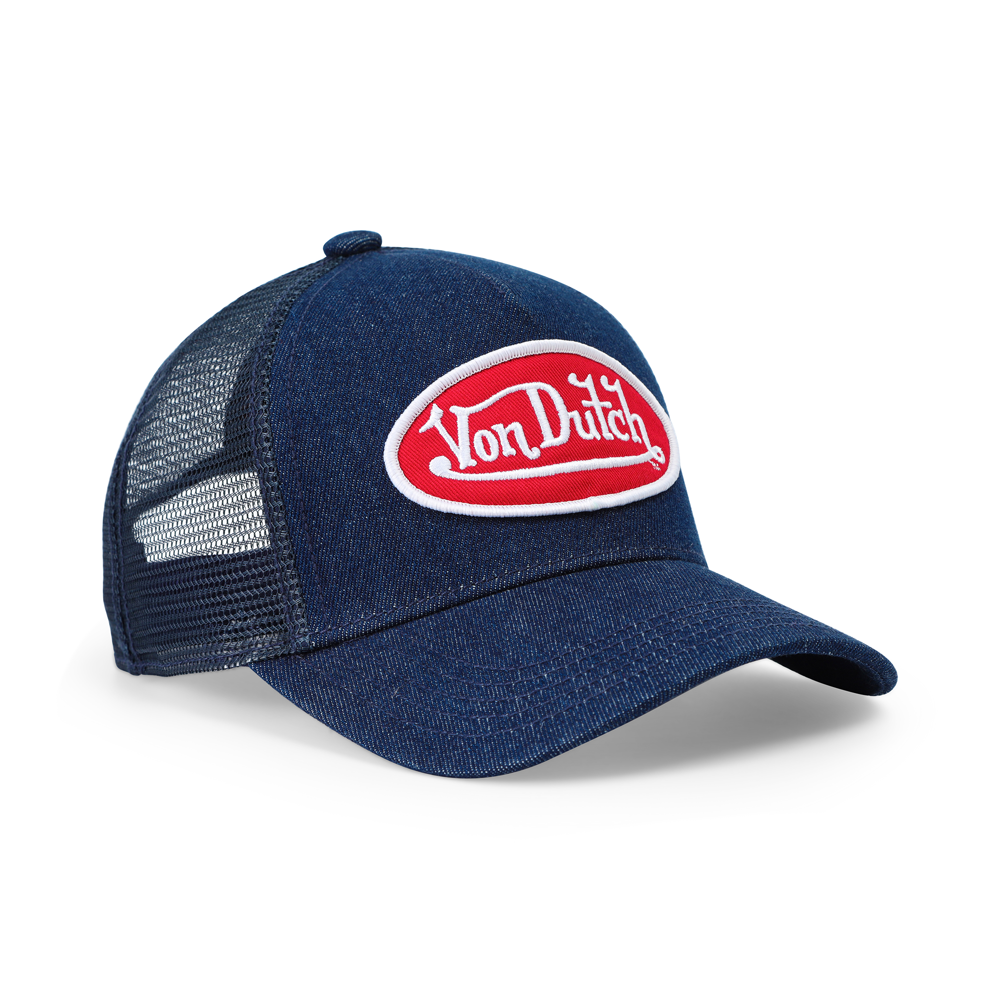 Von Dutch Kids Denim Trucker Hat - Red & White Logo - Image 4