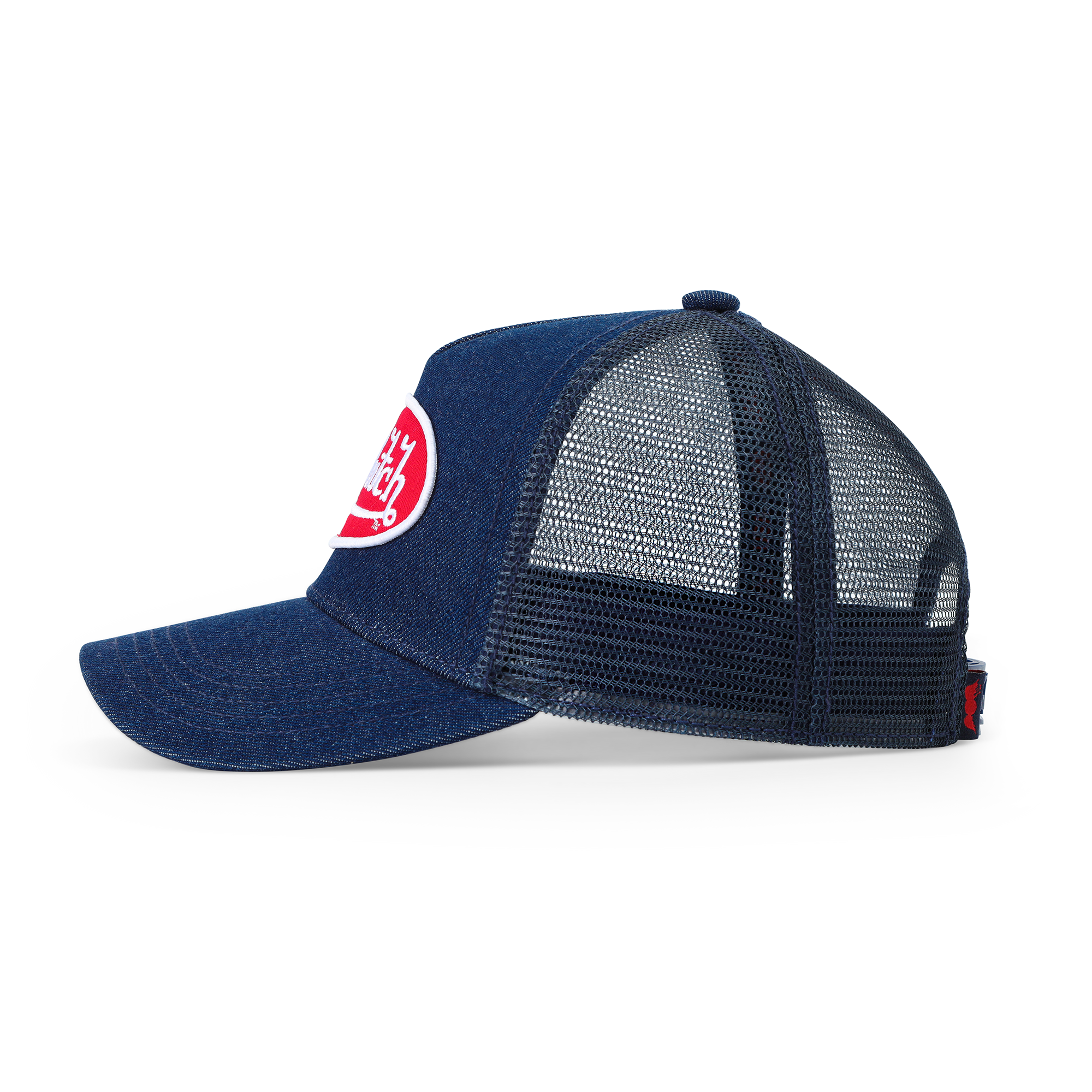 Von Dutch Kids Denim Trucker Hat - Red & White Logo - Image 2
